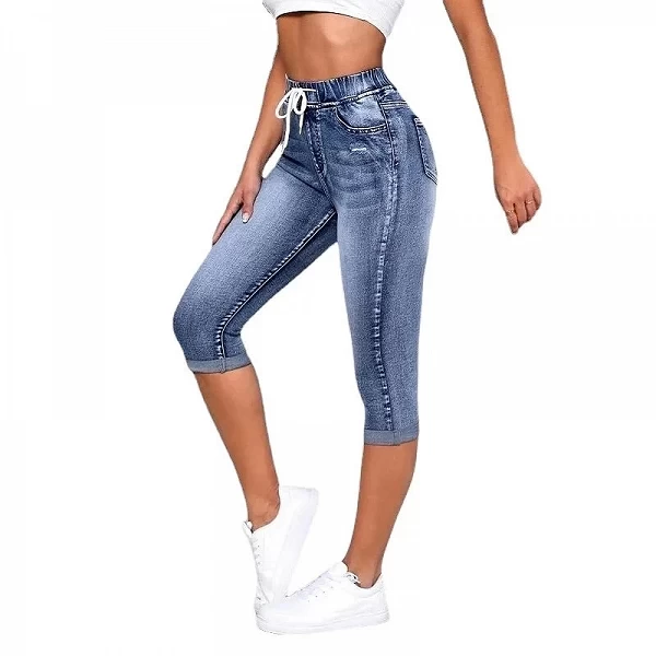 Short en jean déchiré taille haute pour femme, pantalon court en denim, longueur au genou|22,49 €|OKKO MODE