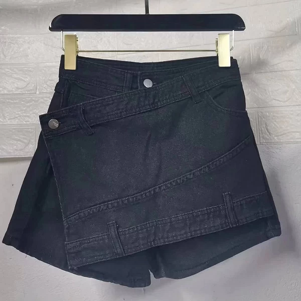 Mini Jupe en Jean Denim pour Femme, Vêtement d'Extérieur, Rave Street, Rond, Ligne A Irrégulière, Slim, Cargo, Court, Y2K|23,91 €|OKKO MODE