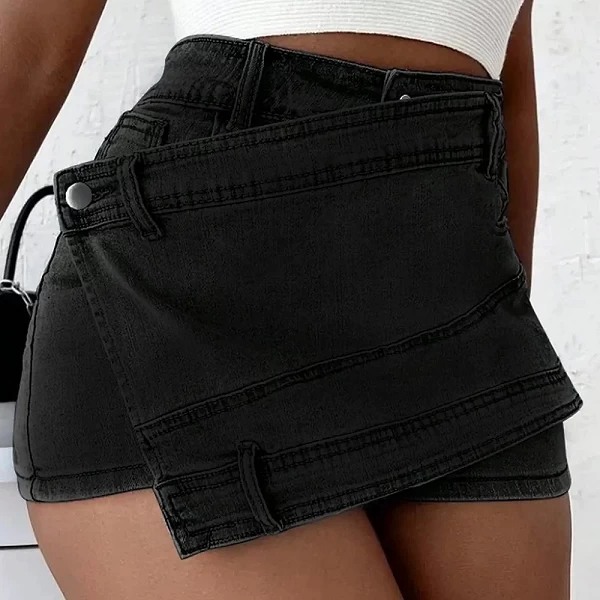 Mini Jupe en Jean Denim pour Femme, Vêtement d'Extérieur, Rave Street, Rond, Ligne A Irrégulière, Slim, Cargo, Court, Y2K|23,91 €|OKKO MODE