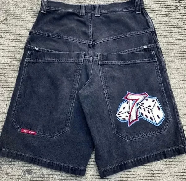 Short en jean perlé délavé pour femme, pantalon taille haute, jambe droite, jambe large, vêtements High Street, style américain,|29,13 €|OKKO MODE