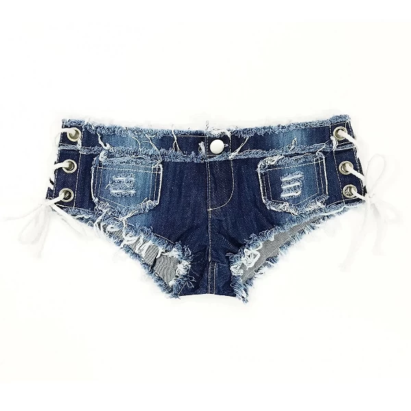 Short en jean pour femme, culotte courte en denim, sexy, taille basse, à lacets latéraux, tenue de boîte de nuit pour filles, mo|14,99 €|OKKO MODE