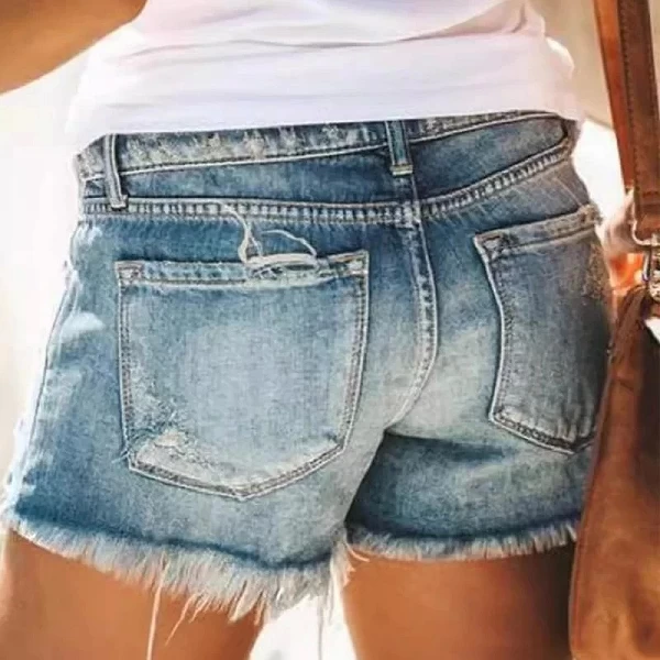 Denim Goals-Jeans d'été pour femmes, franges à froufrous, tissu imprimé bon marché, vente en gros, vieux jeans pour filles|19,88 €|OKKO MODE