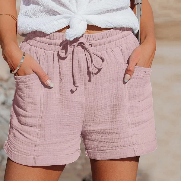 Short d'été en coton et lin pour femmes, taille haute, surdimensionné, mode confortable, décontracté, sport|12,00 €|OKKO MODE