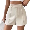 Short trapèze monochrome pour femme, simple, décontracté, objectifs, fermeture éclair, décoration de ligne de bouton, mode es|OKKO MODE