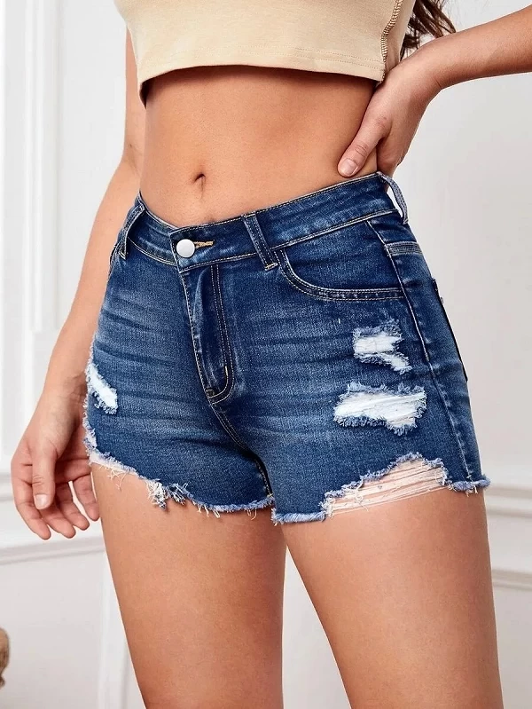 2023 New Women Summer Ripped Skinny Denim Shorts Fashion Sexy commissionné Raw Edge Jeans Shorts Female Casual Clothing S-2XL|22,10 €|OKKO MODE