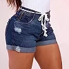 Short en Jean Déchiré Décontracté pour Femme, Pantalon Court artificiel astique, Taille Haute, Baggy Roulé, Été 2024|20,47 €|OKKO MODE