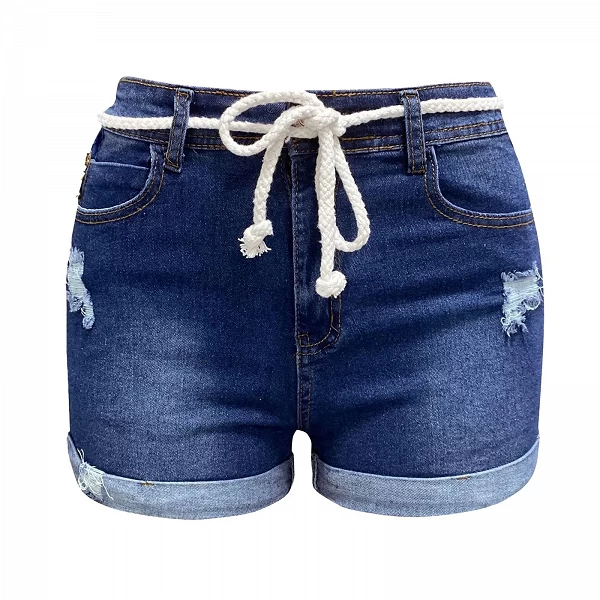 Short en Jean Déchiré Décontracté pour Femme, Pantalon Court artificiel astique, Taille Haute, Baggy Roulé, Été 2024|20,47 €|OKKO MODE