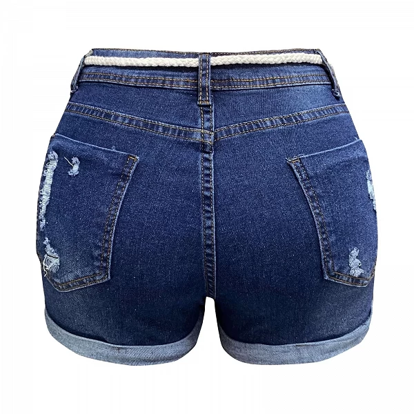 Short en Jean Déchiré Décontracté pour Femme, Pantalon Court artificiel astique, Taille Haute, Baggy Roulé, Été 2024|20,47 €|OKKO MODE