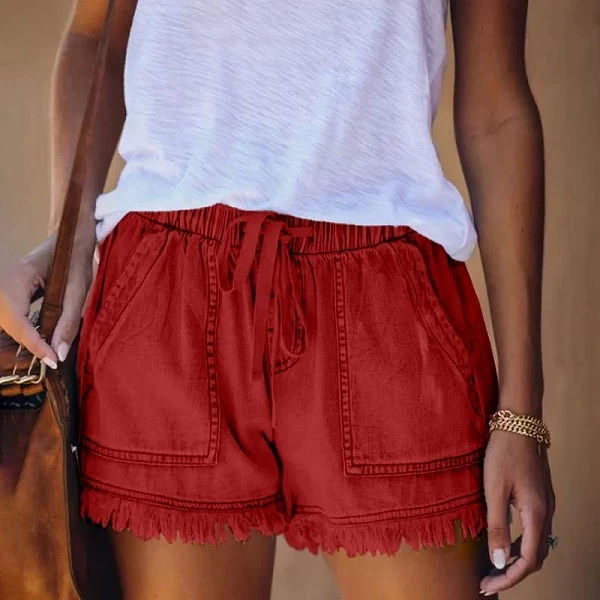 Short en jean déchiré pour femme, slim, élastique, serré, taille haute, coupe droite, ligne A, pantalon chaud, été, nouveau, 202|19,00 €|OKKO MODE