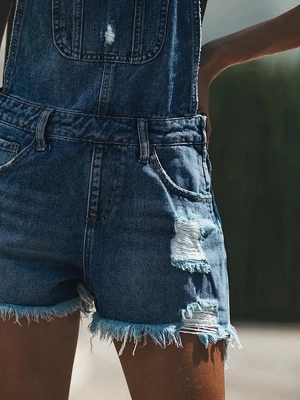 Salopette short en jean pour femmes, barboteuse douce en denim, pantalon bleu d'été, sangle haute croisée, combinaison de fête, |27,89 €|OKKO MODE