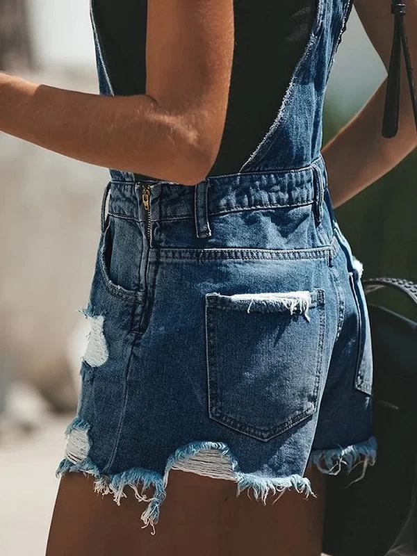 Salopette short en jean pour femmes, barboteuse douce en denim, pantalon bleu d'été, sangle haute croisée, combinaison de fête, |27,89 €|OKKO MODE