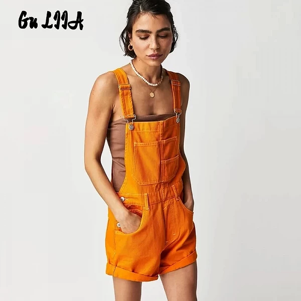 Gu LIIA-Bretelles d'Été pour Femme, Salopette de Style Occidental en Jean avec Poche Roulée|24,95 €|OKKO MODE