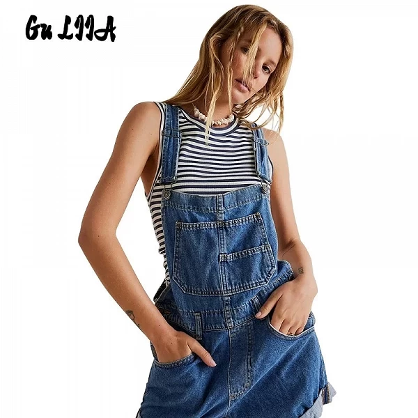 Gu LIIA-Bretelles d'Été pour Femme, Salopette de Style Occidental en Jean avec Poche Roulée|24,95 €|OKKO MODE