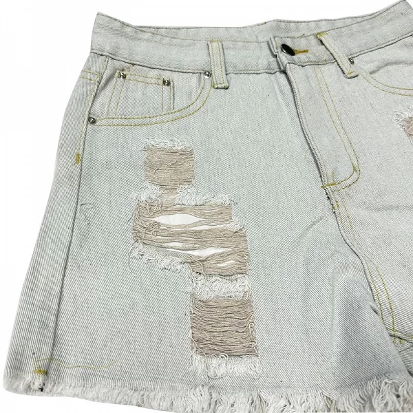 Short en denim déchiré à bord brut pour femmes, pantalon trapèze taille haute, design de niche, chaud, rétro, fille, été|18,86 €|OKKO MODE