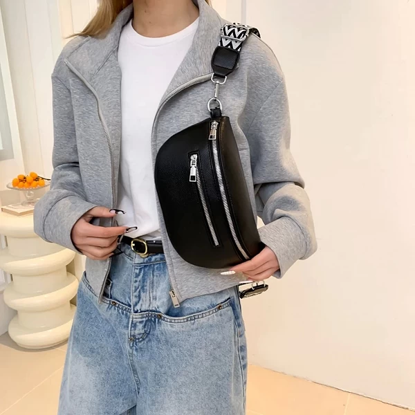 Sac à Taille en PU pour Femme - Bandoulière Large et Poches Multiples, Idéal pour une Tenue Élégante!|13,00 €|OKKO MODE