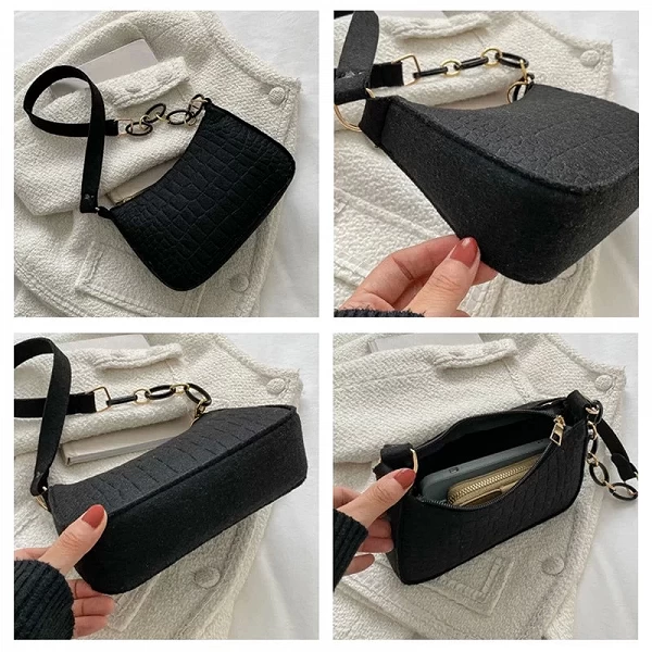 Sacs sous-axillaires en feutre pour femme, design avancé - Sacs à main Bijoux Cou Métal|5,39 €|OKKO MODE