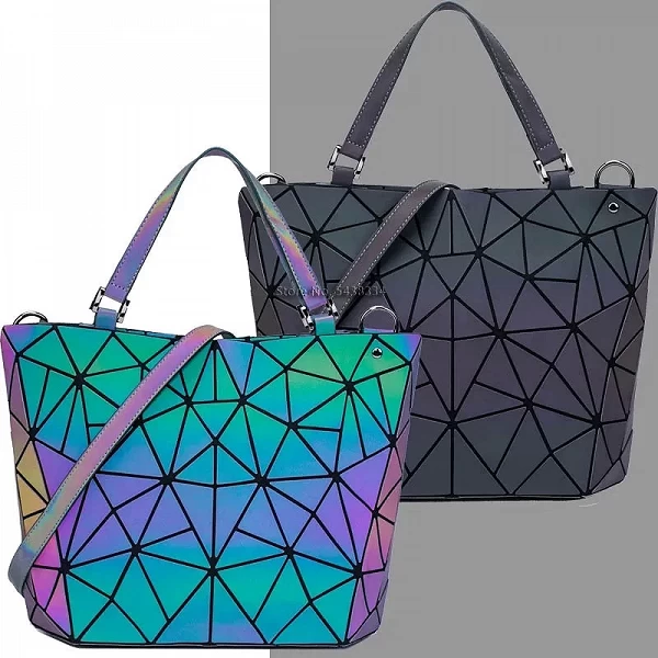 Sac à main géométrique Shoous Bao pour femme, diamant, pliable, lancé, coulée holographique, bandoulière|36,91 €|OKKO MODE