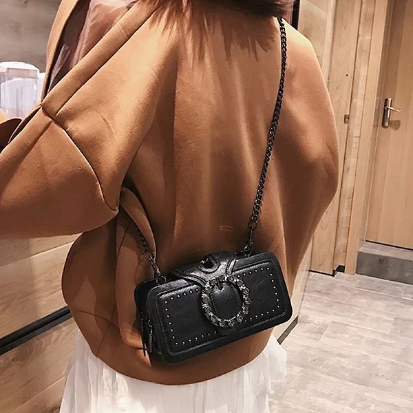 Sac à main en cuir PU pour femme, diamants de luxe, sacs à bandoulière, sac carré vintage, fourre-tout décontracté, marque, dame|21,15 €|OKKO MODE