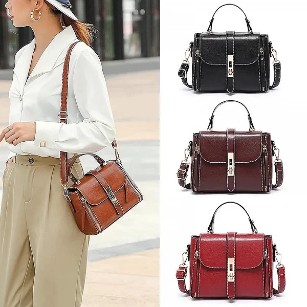 Sac à main en cuir PU de style rétro pour femmes, sacs de messager, huile d'avertissement, mode européenne et américaine, luxe, |26,24 €|OKKO MODE