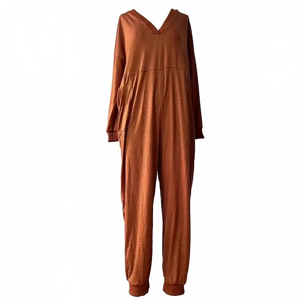 Pyjama femme manches longues col en V, combinaison douce avec poches respirantes|11,07 €|OKKO MODE