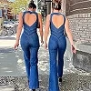 Combinaisons en denim taille haute pour femmes, bleu dos nu cœur découpé - Été tendance 2021 🌞❤️|31,10 €|OKKO MODE