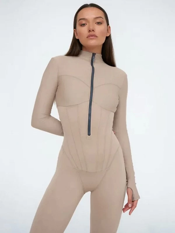 Combinaison zippée à col rond pour femme - Style streetwear et confort absolu!|25,19 €|OKKO MODE