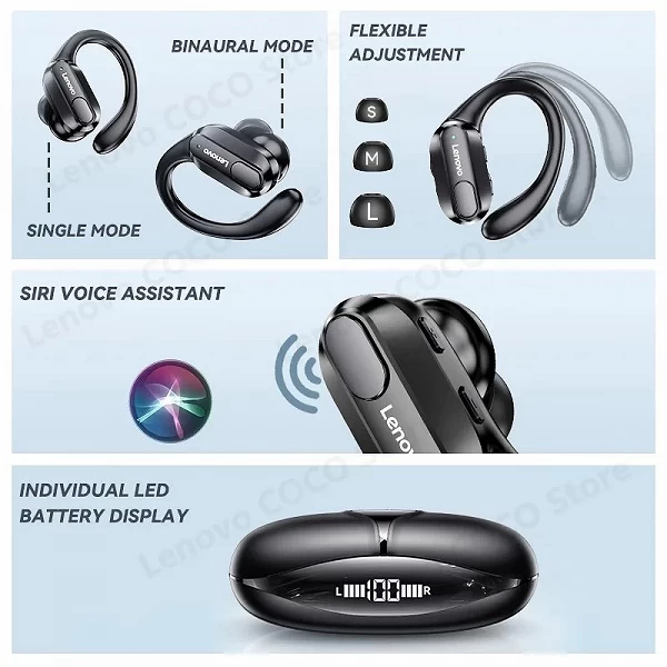 Lenovo-Écouteurs Bluetooth sans fil, True Count80, Écouteurs de sport, TWS, Casque étanche, Affichage de l'alimentation LCD, Éco|20,69 €|OKKO MODE