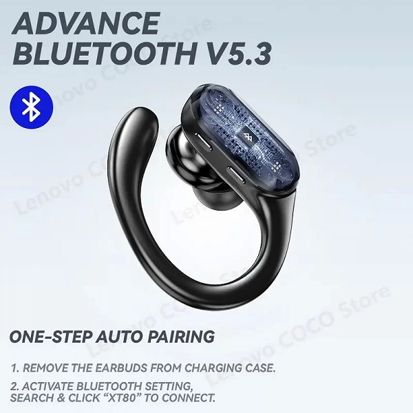 Lenovo-Écouteurs Bluetooth sans fil, True Count80, Écouteurs de sport, TWS, Casque étanche, Affichage de l'alimentation LCD, Éco|20,69 €|OKKO MODE