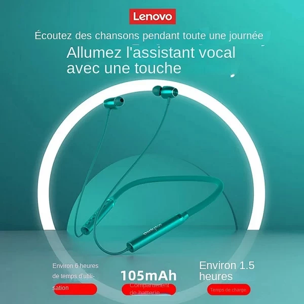 Lenovo – écouteurs Bluetooth HE05X, oreillettes étanches, son HIFI, bande de cou magnétique, casque d'écoute pour sport|9,00 €|OKKO MODE