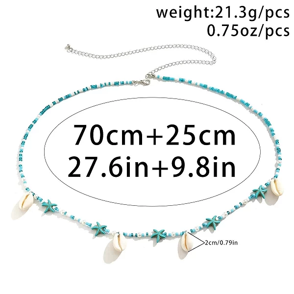 Perles de riz bleu Boho, taille perlée, coquillage acrylique étoile de mer ventre Bijoux|1,98 €|OKKO MODE