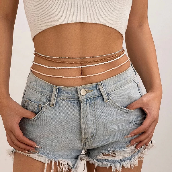 Bohème Bijoux pour femme, perle de riz JOfor taille, bikini sexy ceinture fine multi-chaines ventre JOSummer Peaux et Strass|2,00 €|OKKO MODE