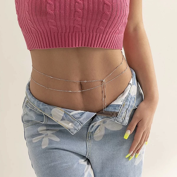 Bijoux de corps de ventre de glands superposés pour femmes, ceinture de taille de plage sexy, accessoires de danse du ventre à l|2,00 €|OKKO MODE