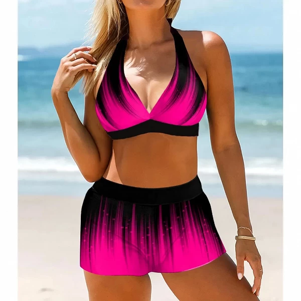 Mode des femmes Beachwear bleu marine rayé Tankini maillot de bain deux pièces Bikini trempé plage maillots de bain S-6XL|17,84 €|OKKO MODE