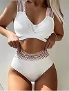 Maillot de bain blanc pour femmes, ensemble deux pièces, soutien-gorge rond croisé, culotte taille haute, pour baigneurs, vêteme|18,86 €|OKKO MODE