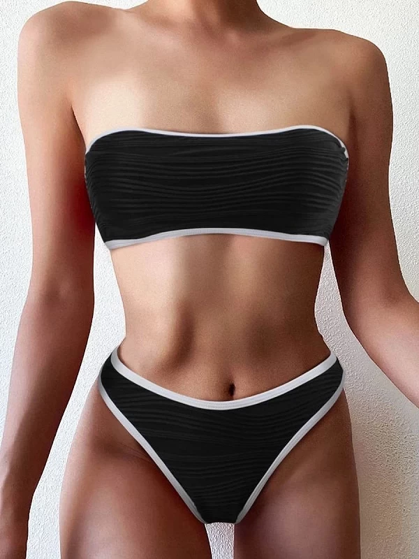 Maillot de bain triangle pour femmes, sexy, taille haute, soutien-gorge rembourré, couleur unie, vêtements de plage, 2023|16,00 €|OKKO MODE