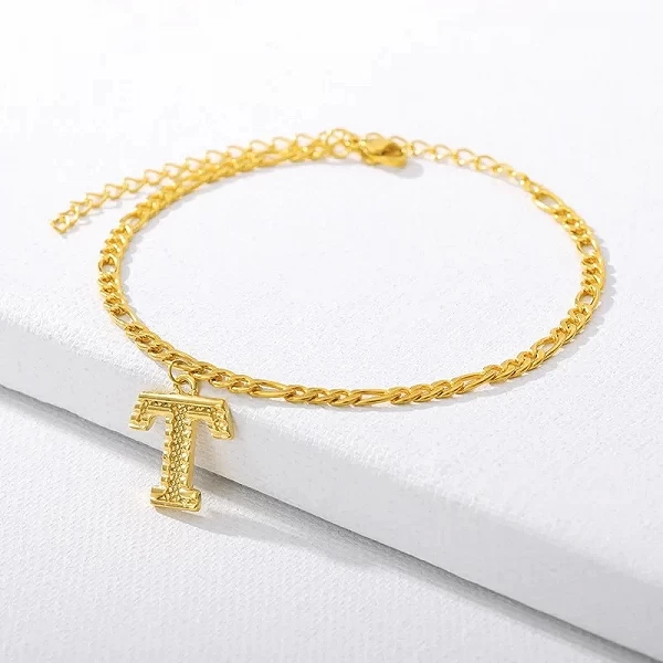 Bracelet de Cheville Plaqué Or avec Pendentif Initiale Femme Bracelets Rinçage Jambes|2,00 €|OKKO MODE