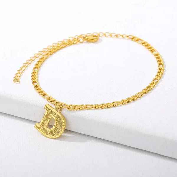 Bracelet de Cheville Plaqué Or avec Pendentif Initiale Femme Bracelets Rinçage Jambes|2,00 €|OKKO MODE