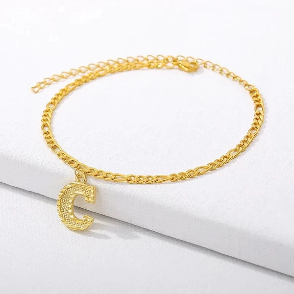 Bracelet de Cheville Plaqué Or avec Pendentif Initiale Femme Bracelets Rinçage Jambes|2,00 €|OKKO MODE