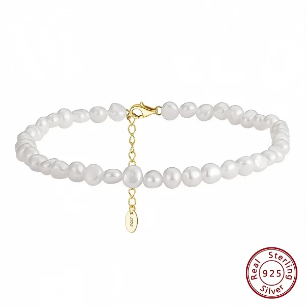 Bracelets de cheville en perles naturelles pour femme, argent 925 - Bracelet maillons métalliques|24,18 €|OKKO MODE