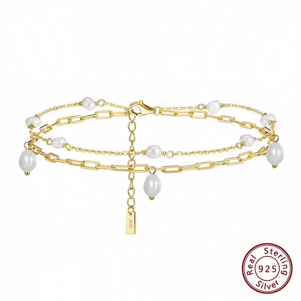 Bracelet de pied en or 14 carats pour femme, perles naturelles, Bijoux à la mode|25,19 €|OKKO MODE