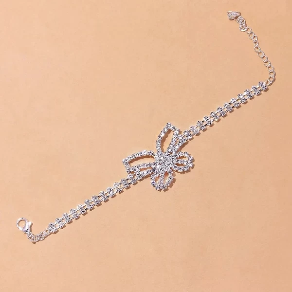 Bracelet de cheville papillon en Strass cristal pour femme, bracelet de pied, bijoux de jambe argenté mode ventes|2,96 €|OKKO MODE