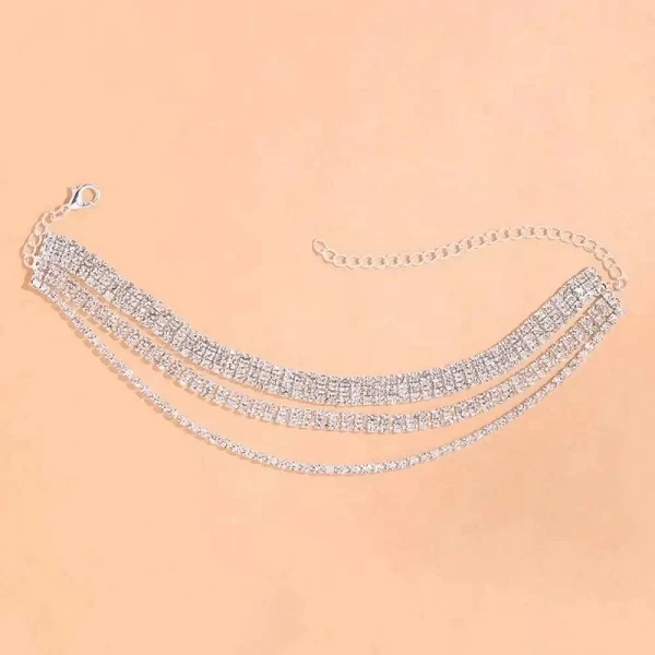 Bracelet de cheville superposé Bling Bijoux Pieds Nus Doublés en Strass|5,04 €|OKKO MODE