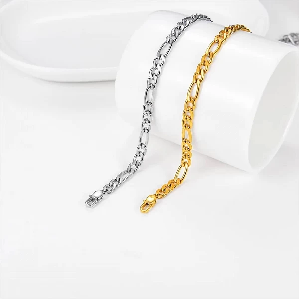 Bracelet Bijoux Figaro plaqué or et argent U7 - Accessoire d'Été Femme|17,99 €|OKKO MODE