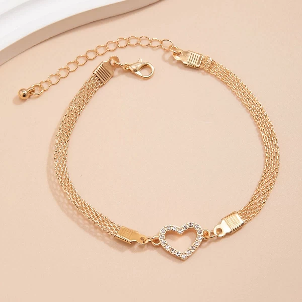 Bracelet Bijoux de Cœur en Strass pour Femme - Breloques Géométriques|2,00 €|OKKO MODE