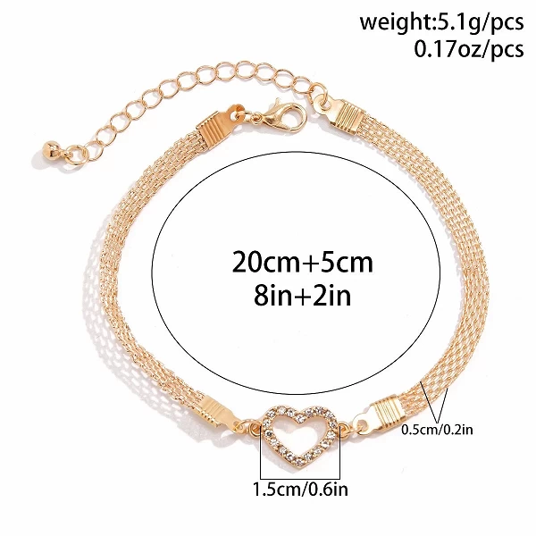 Bracelet Bijoux de Cœur en Strass pour Femme - Breloques Géométriques|2,00 €|OKKO MODE