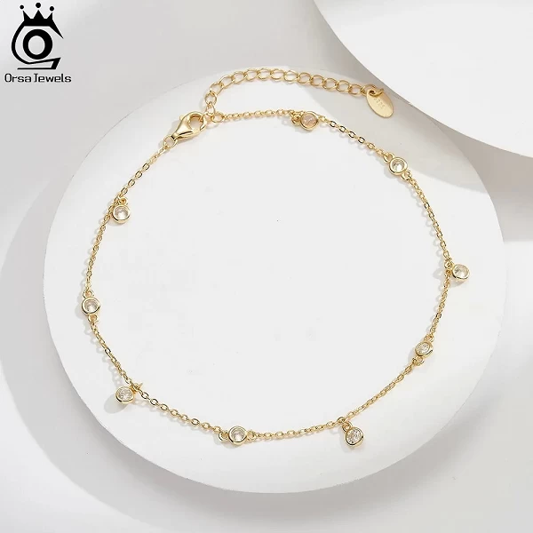 Bracelet de cheville en argent regardé 925 pour femme, bijoux ronds réglables, sandales pieds nus d'été, plages|21,99 €|OKKO MODE