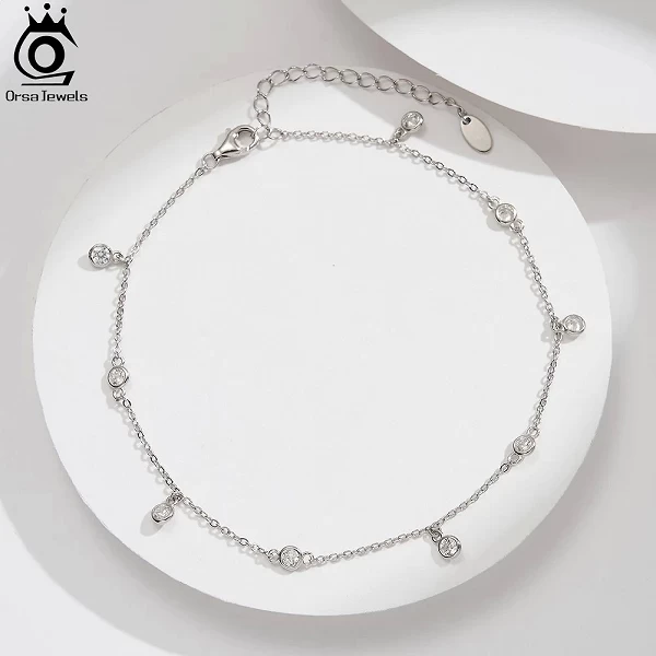 Bracelet de cheville en argent regardé 925 pour femme, bijoux ronds réglables, sandales pieds nus d'été, plages|21,99 €|OKKO MODE