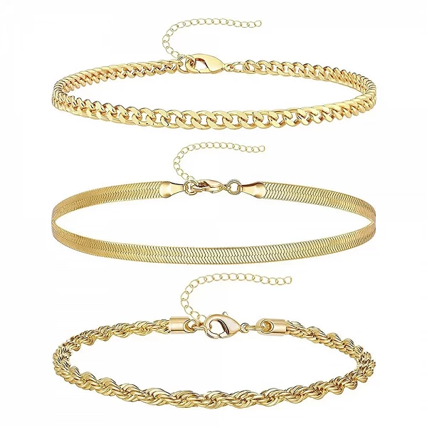 Bracelets cheville en acier inoxydable pour femme torsadée féminin 3 colliers|4,94 €|OKKO MODE