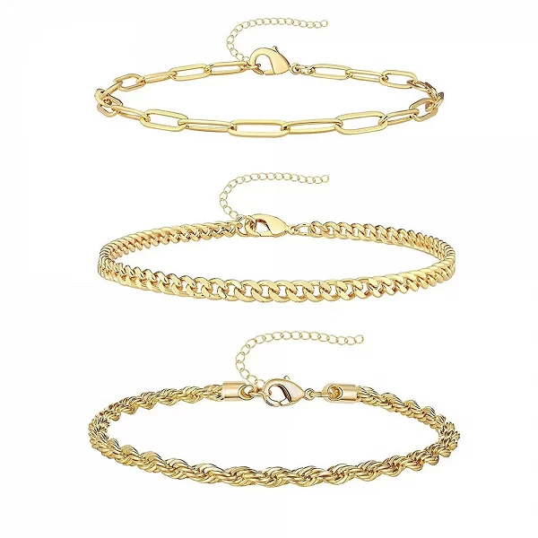 Bracelets cheville en acier inoxydable pour femme torsadée féminin 3 colliers|4,94 €|OKKO MODE