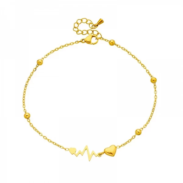 Bracelets de cheville pour femmes, Bijoux Acier Inoxydable doré cœur et battement|2,96 €|OKKO MODE